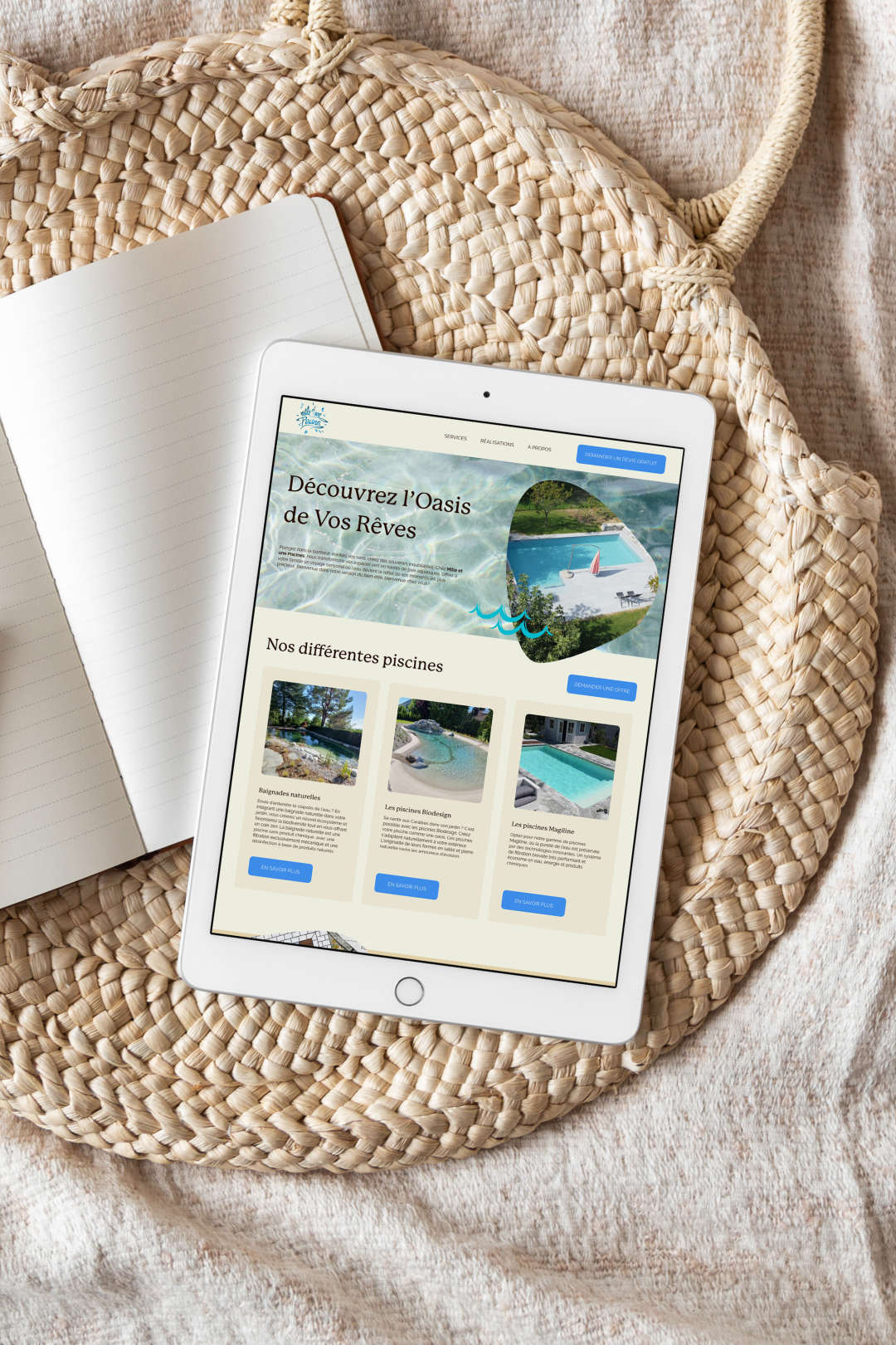 1001piscines Branding & maquette de site internet pour 1001 piscines